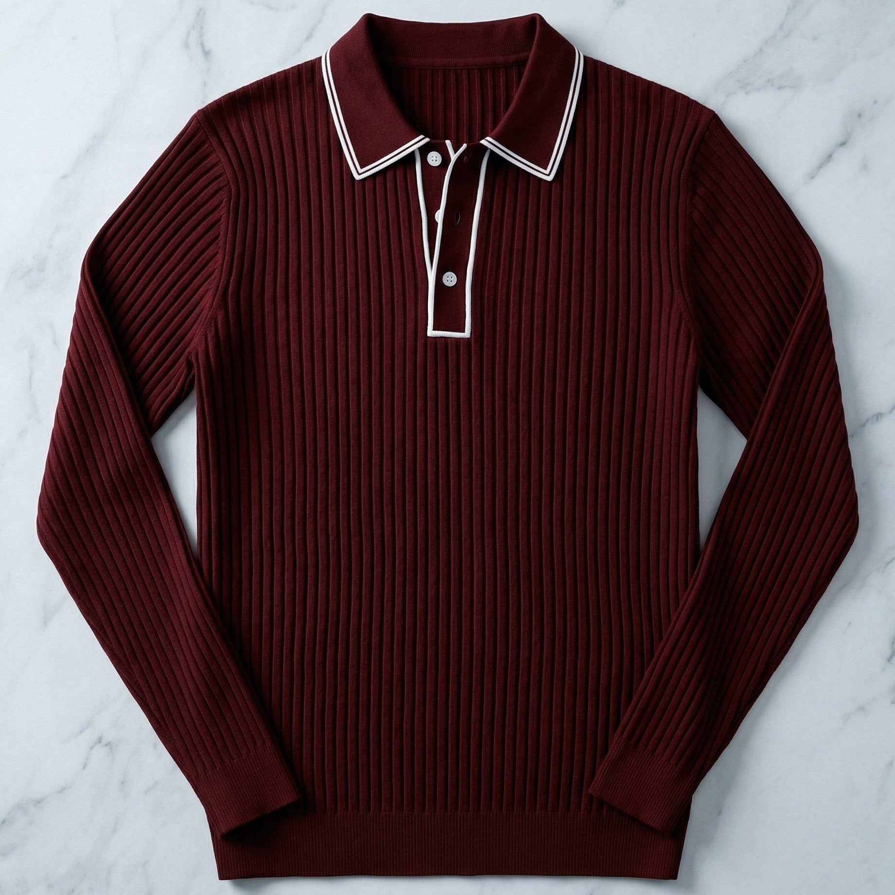 Harrington Oxford | Ribbed Knitted Polo Shirt For Men