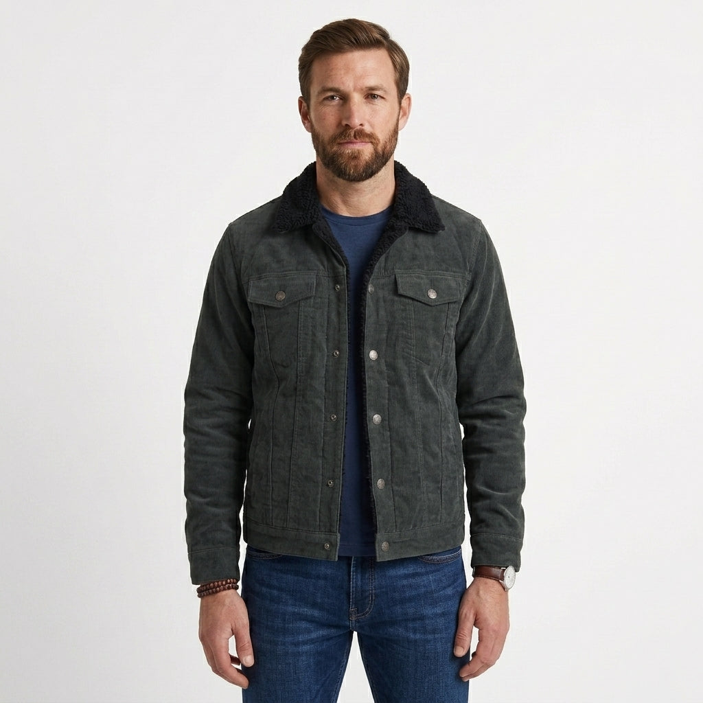 Sherpa Collar Cord Jacket For Men
