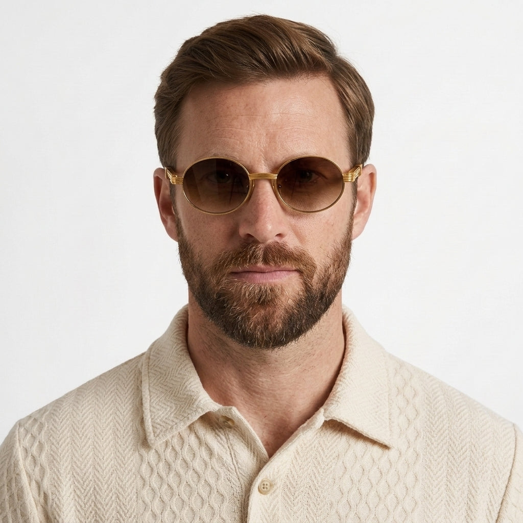 Vintage Round Wood Detail Sunglasses For Men