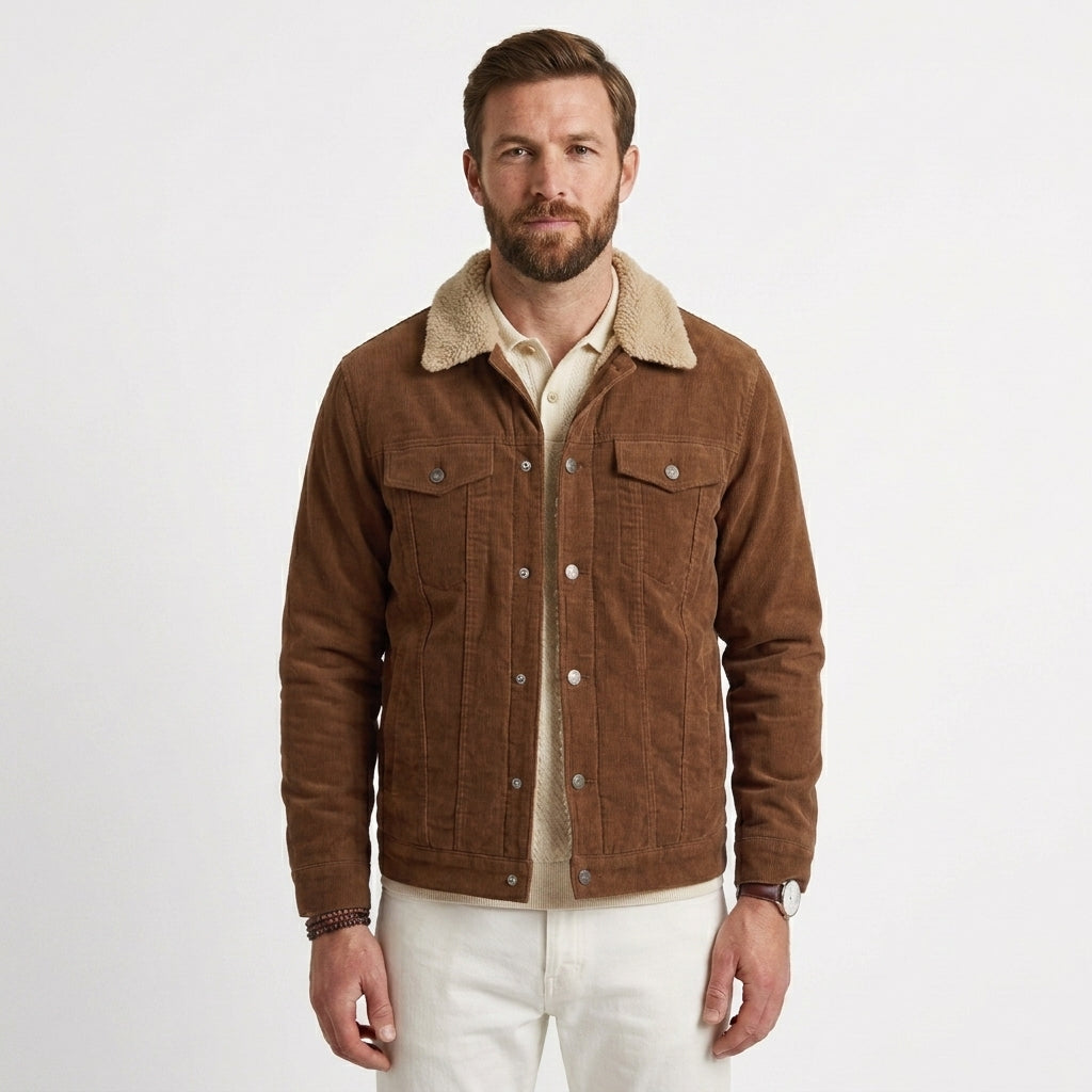 Sherpa Collar Cord Jacket For Men
