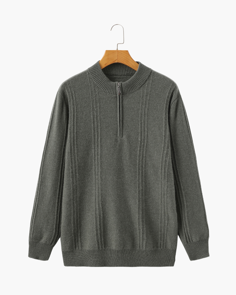Adrian Cashmere Half-Zip Jumper for Men – Luxurious Knitwear Essential Gray