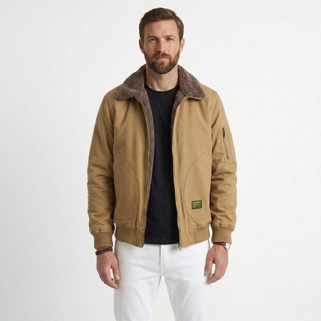 Sherpa Lined Aviator Jacket For Men