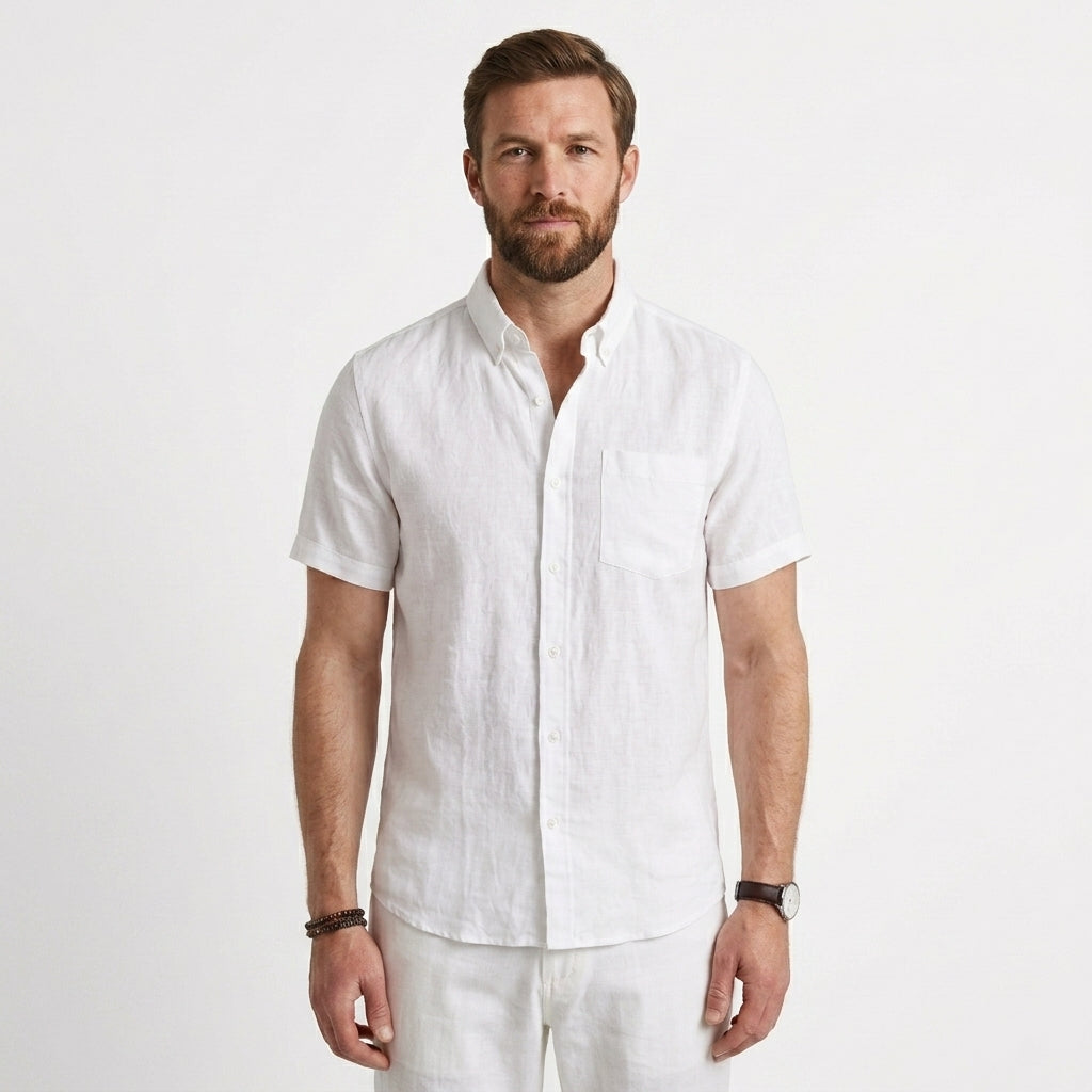 Linen Short Sleeve Shirt For Men