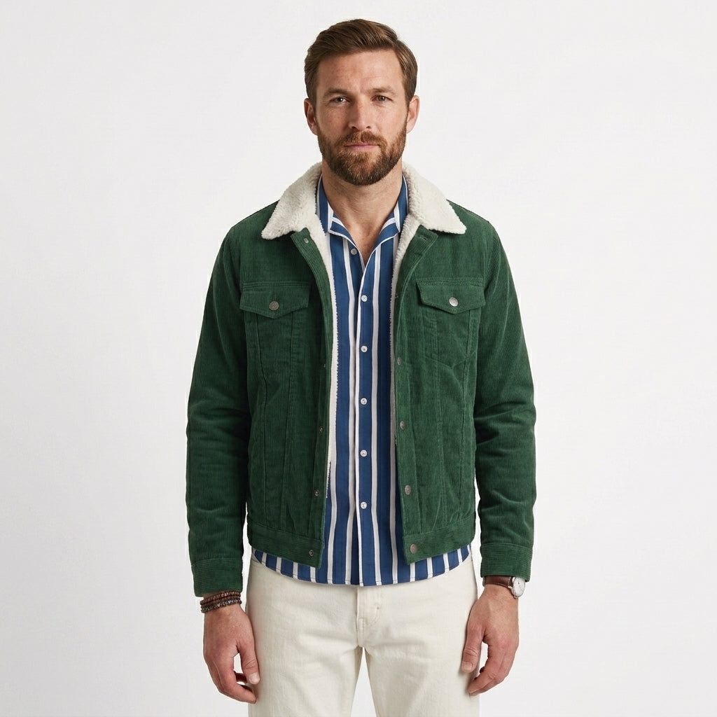 Sherpa Collar Cord Jacket For Men