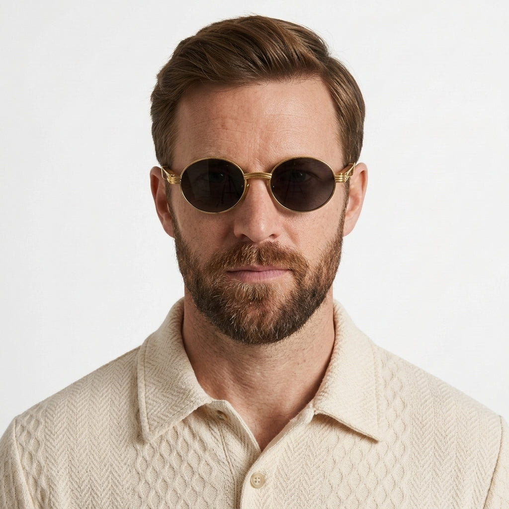 Vintage Round Wood Detail Sunglasses For Men