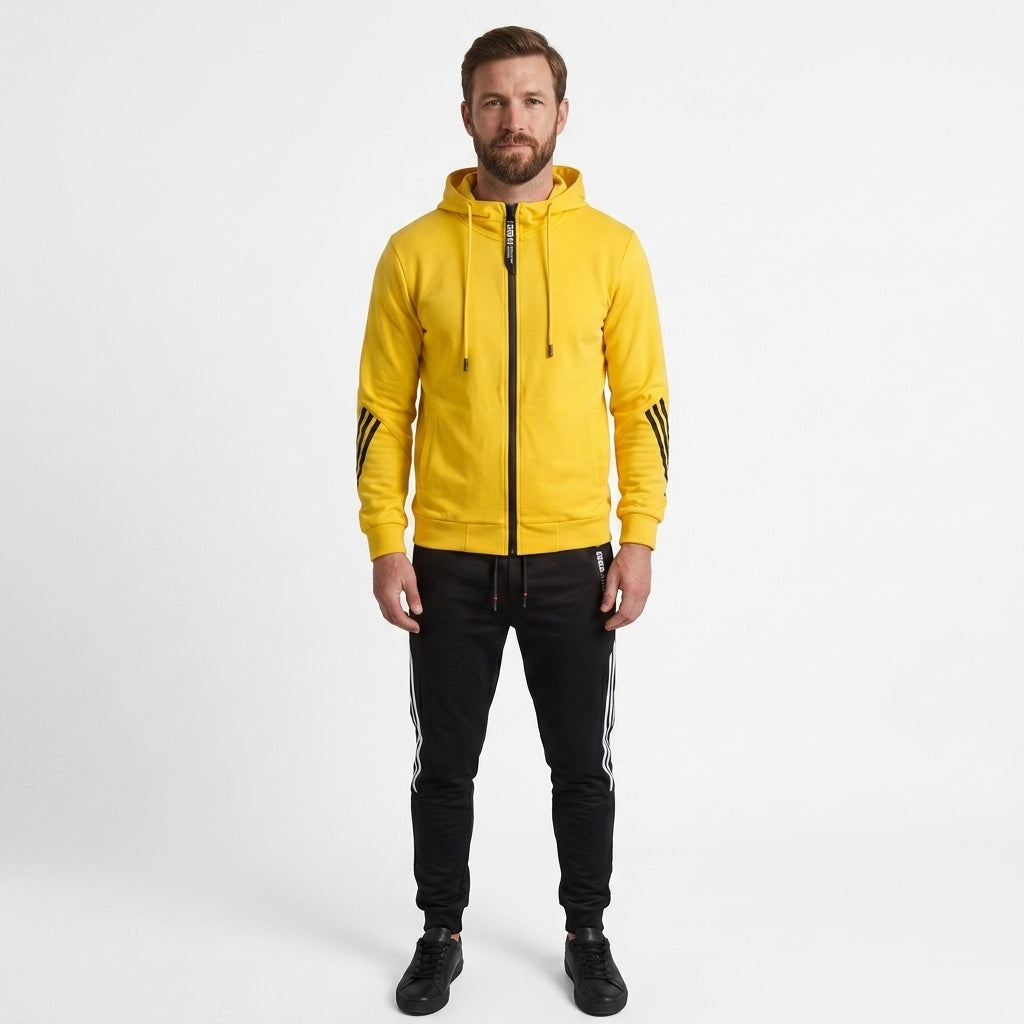 Cotton Blend Zip Tracksuit Set For Men
