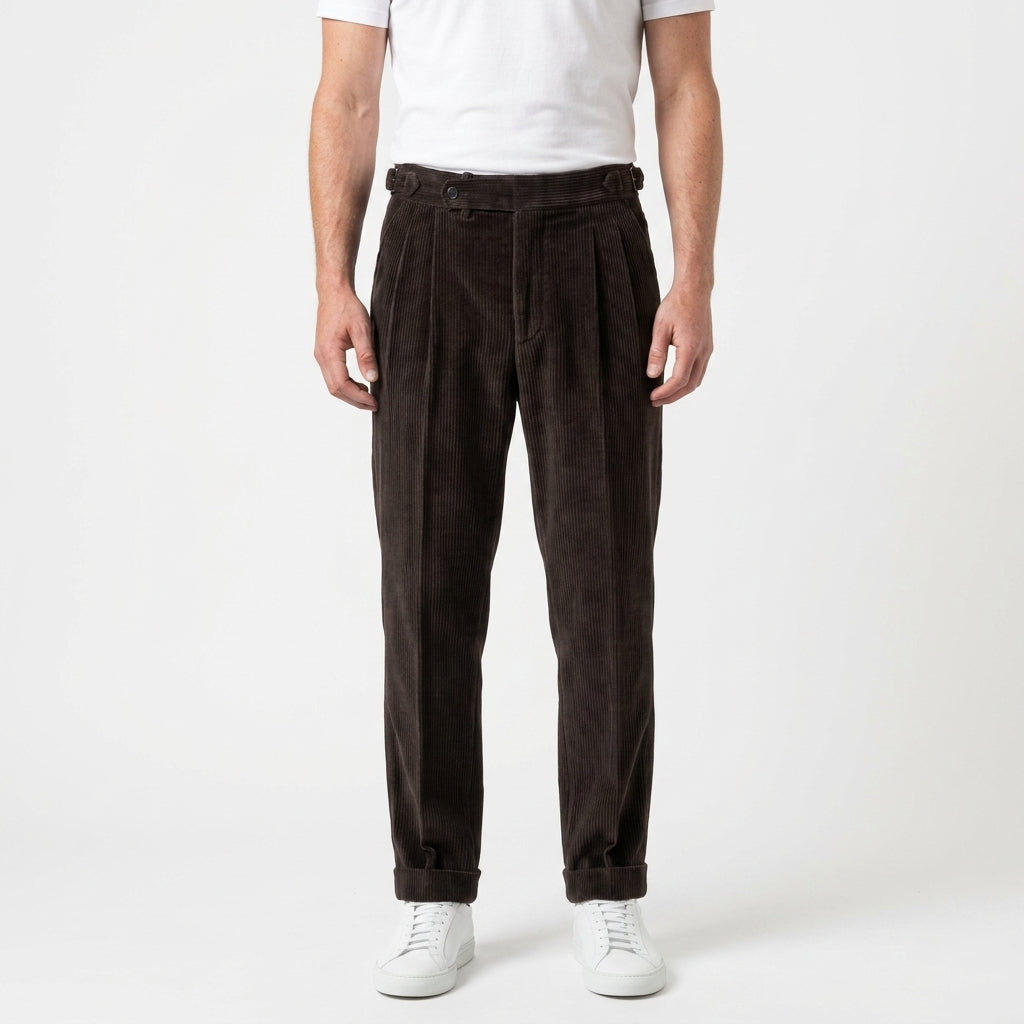 Pleated Corduroy Trousers For Men