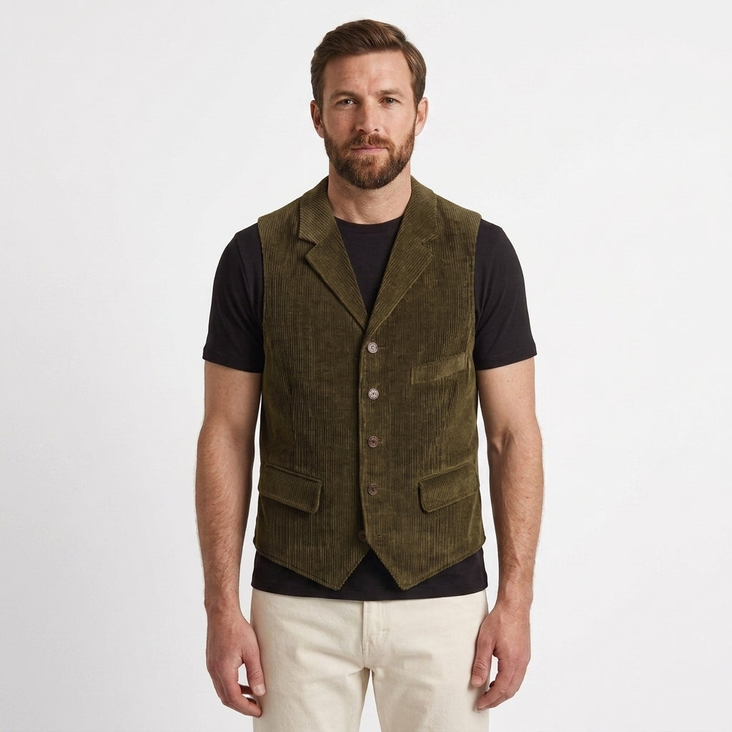 Wide-Wale Corduroy Vest For Men