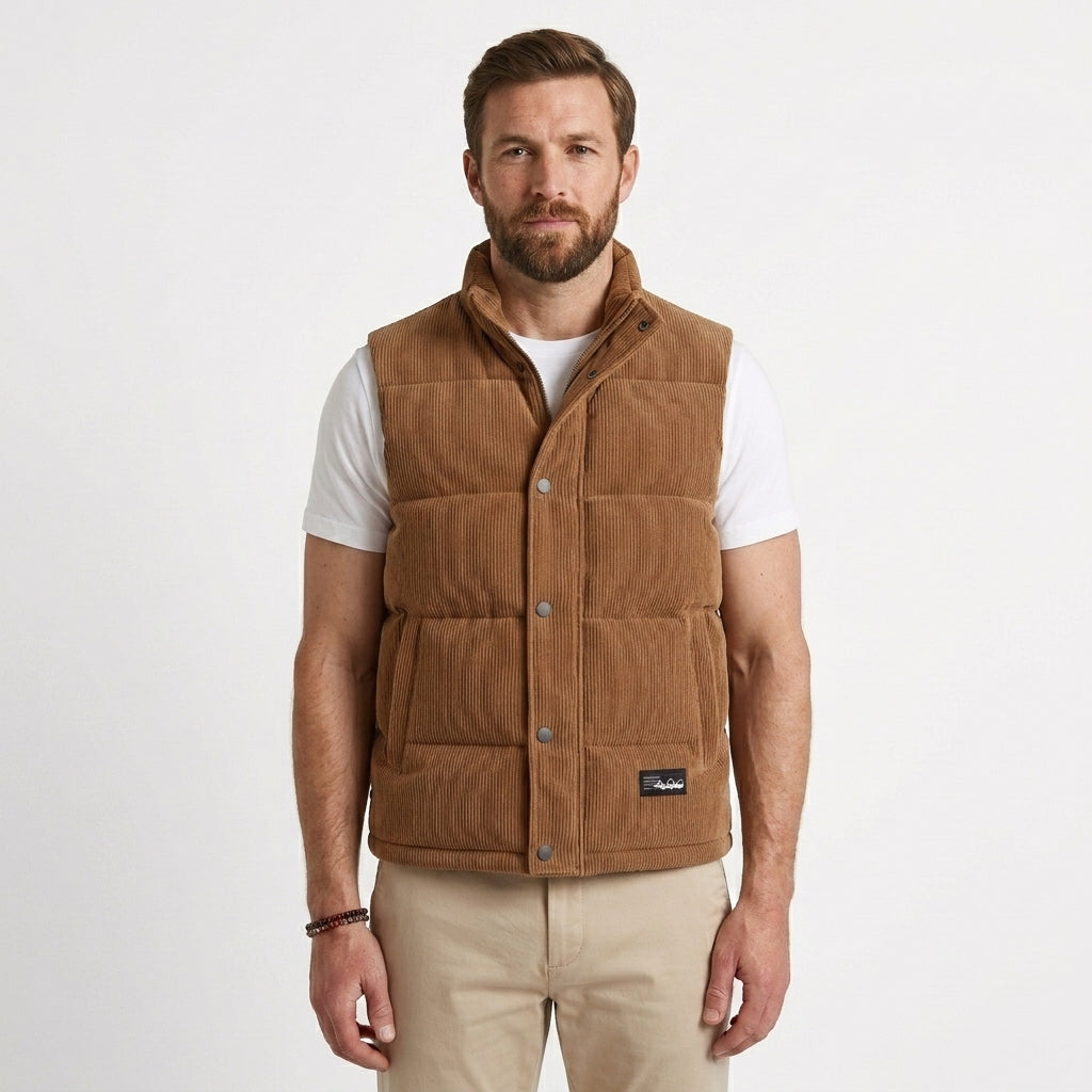 Corduroy Quilted Padded Gilet Vest For Men