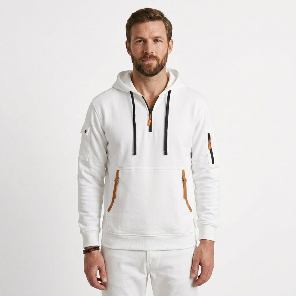 Half Zip Hoodie With Pockets For Men