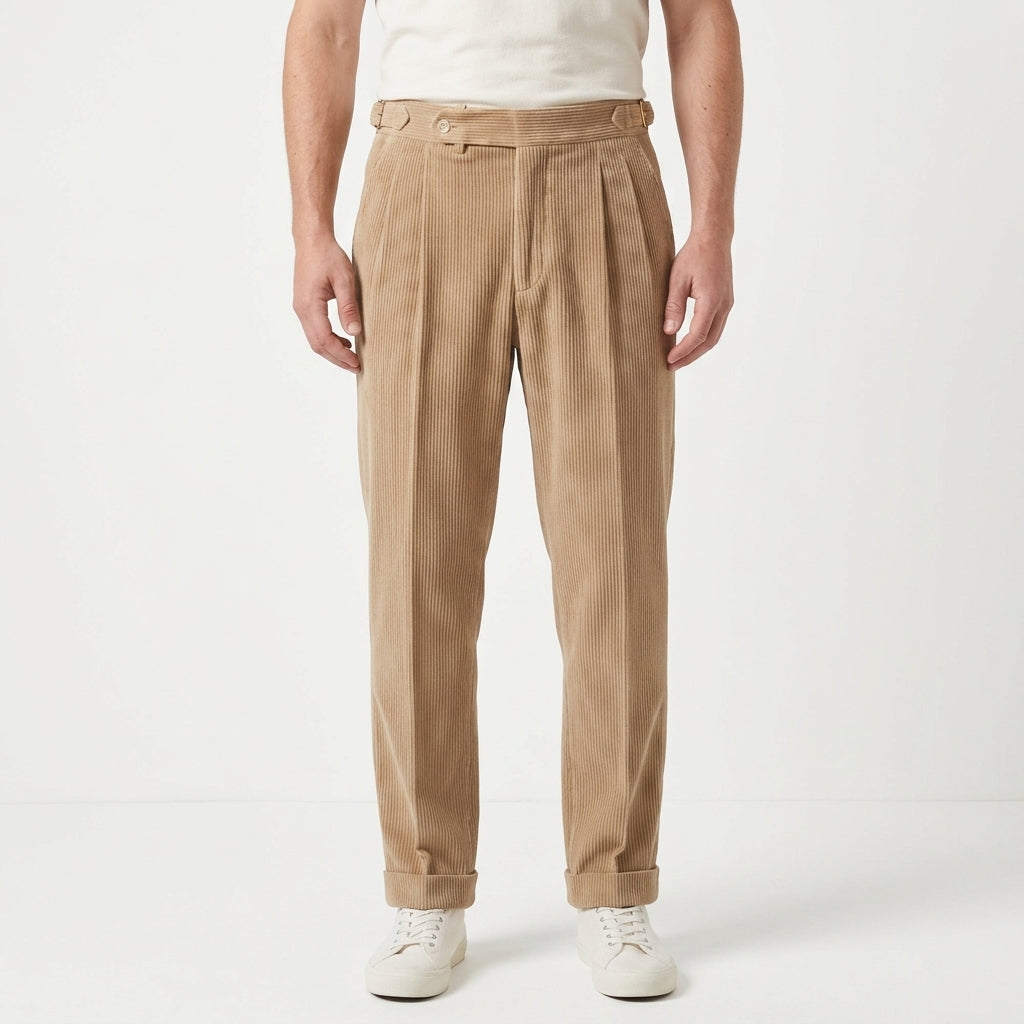 Pleated Corduroy Trousers For Men