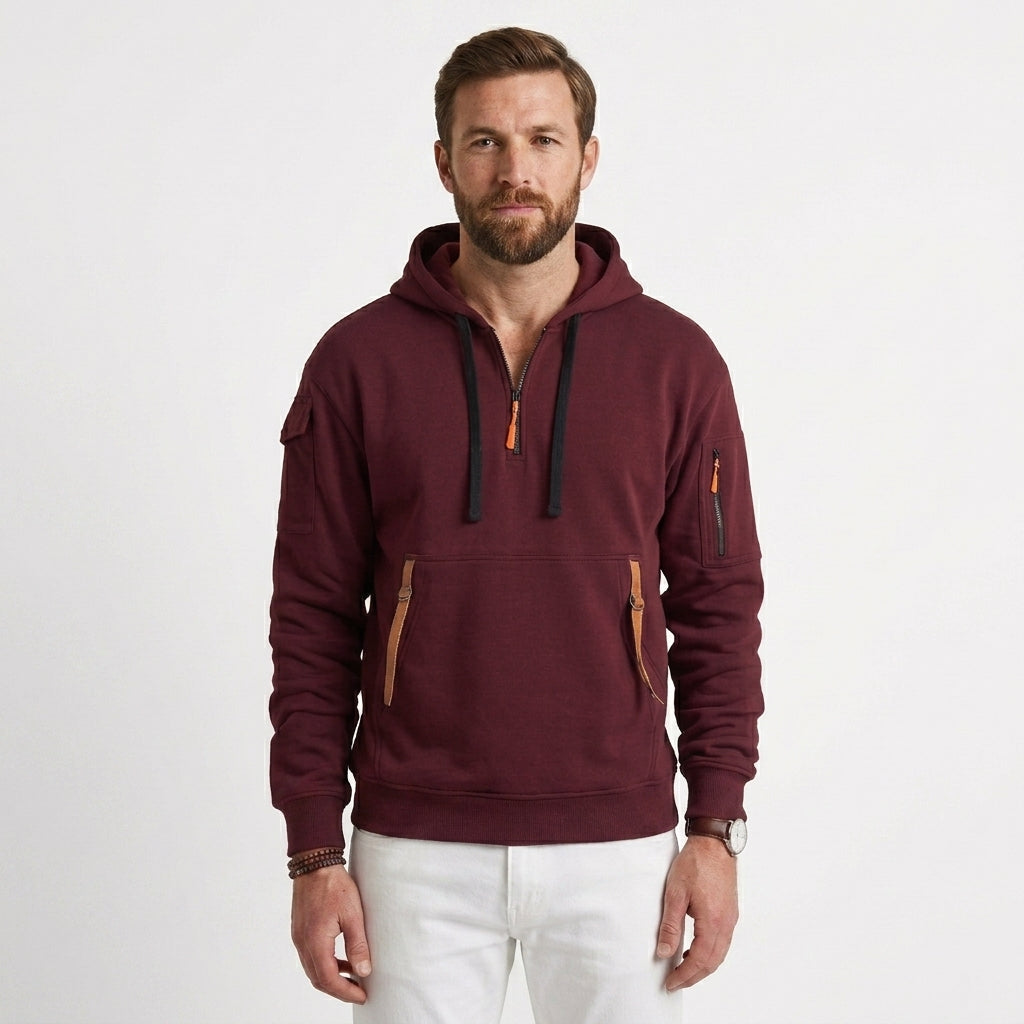 Half Zip Hoodie With Pockets For Men