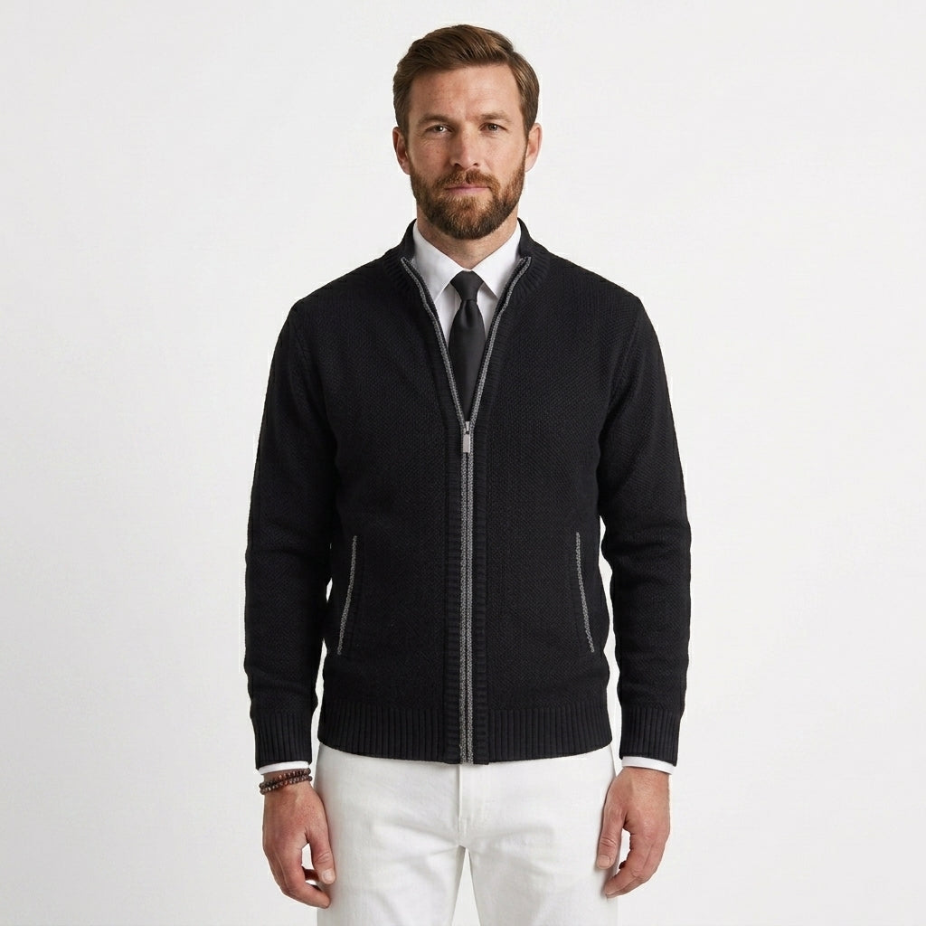 Zip-Up Knit Cardigan For Men