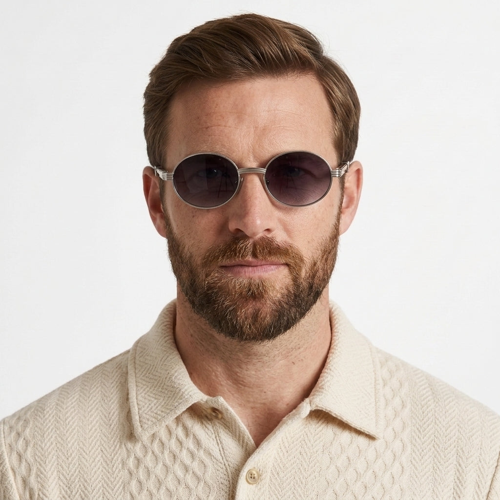Vintage Round Wood Detail Sunglasses For Men