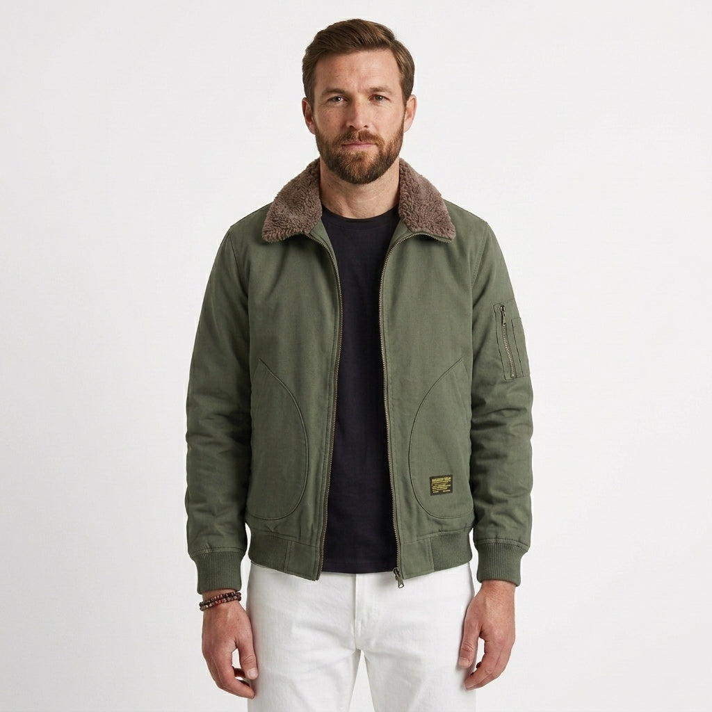 Sherpa Lined Aviator Jacket For Men