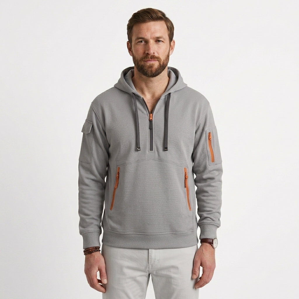 Half Zip Hoodie With Pockets For Men