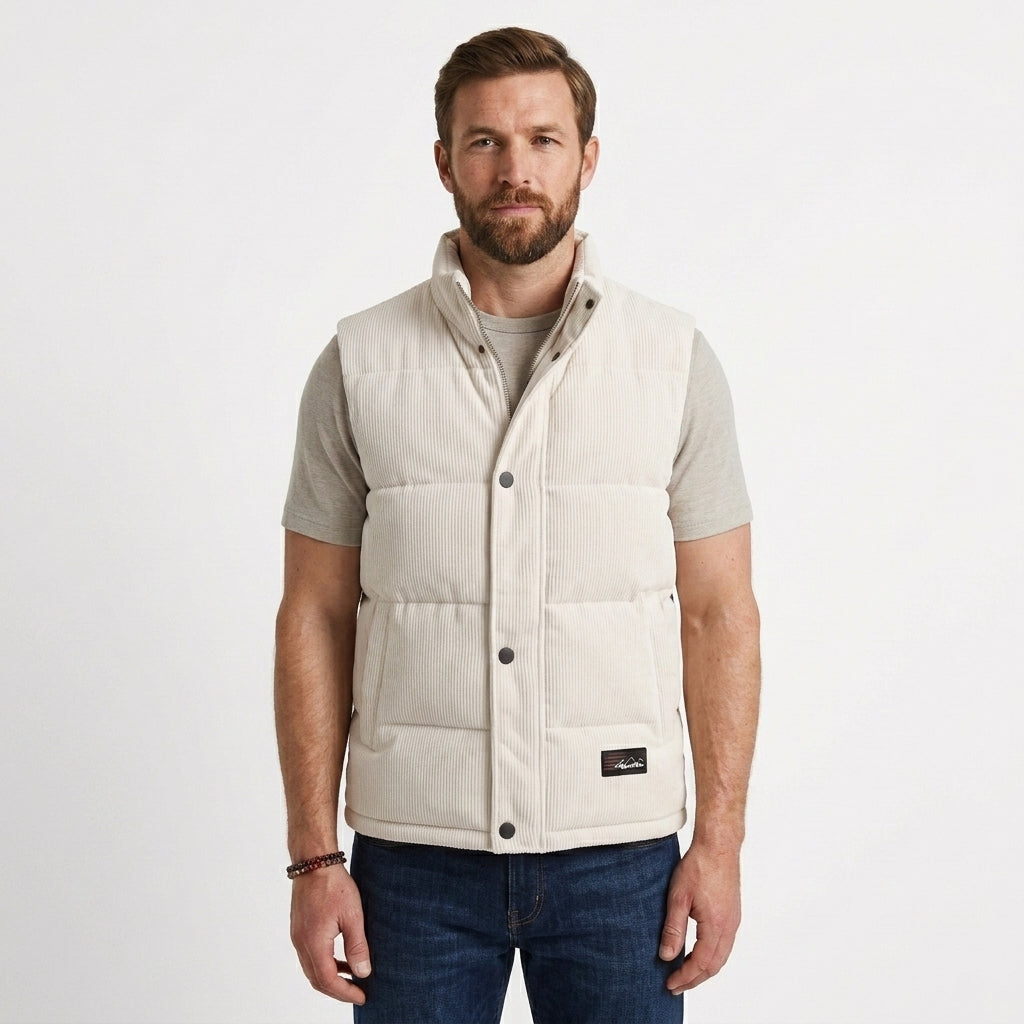 Corduroy Quilted Padded Gilet Vest For Men