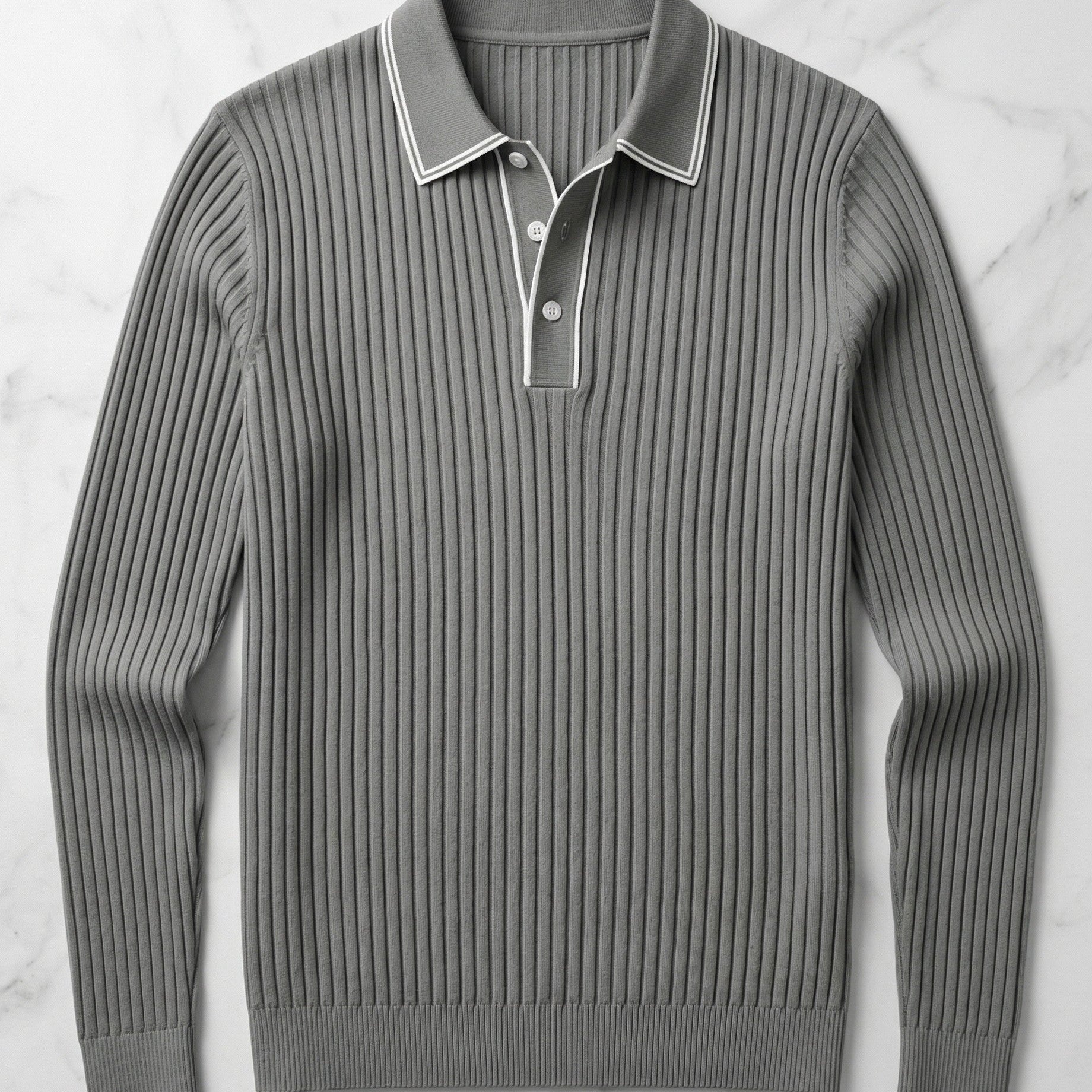 Harrington Oxford | Ribbed Knitted Polo Shirt For Men