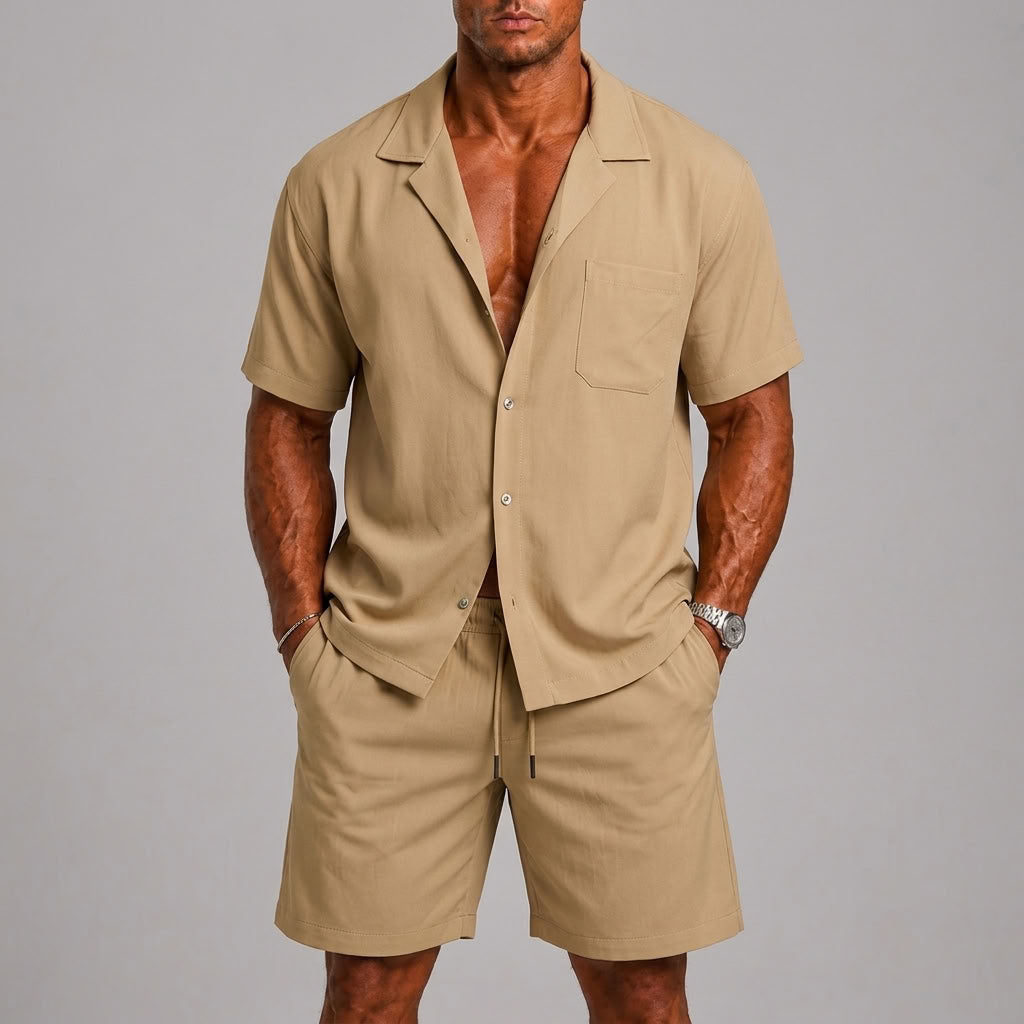 Harrington Oxford | Short Sleeve Shirt And Shorts Set For Men