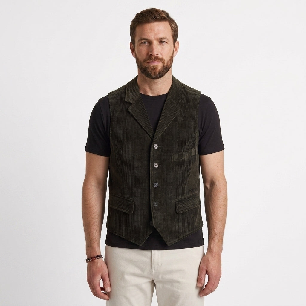 Wide-Wale Corduroy Vest For Men