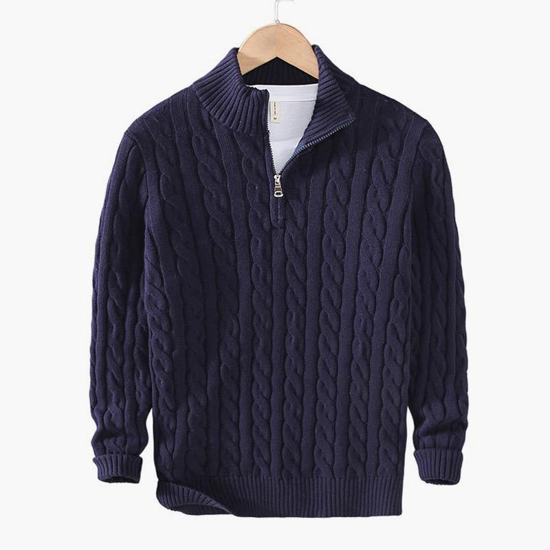 HARRINGTON OXFORD | CABLE HALF ZIP SWEATER FOR MEN