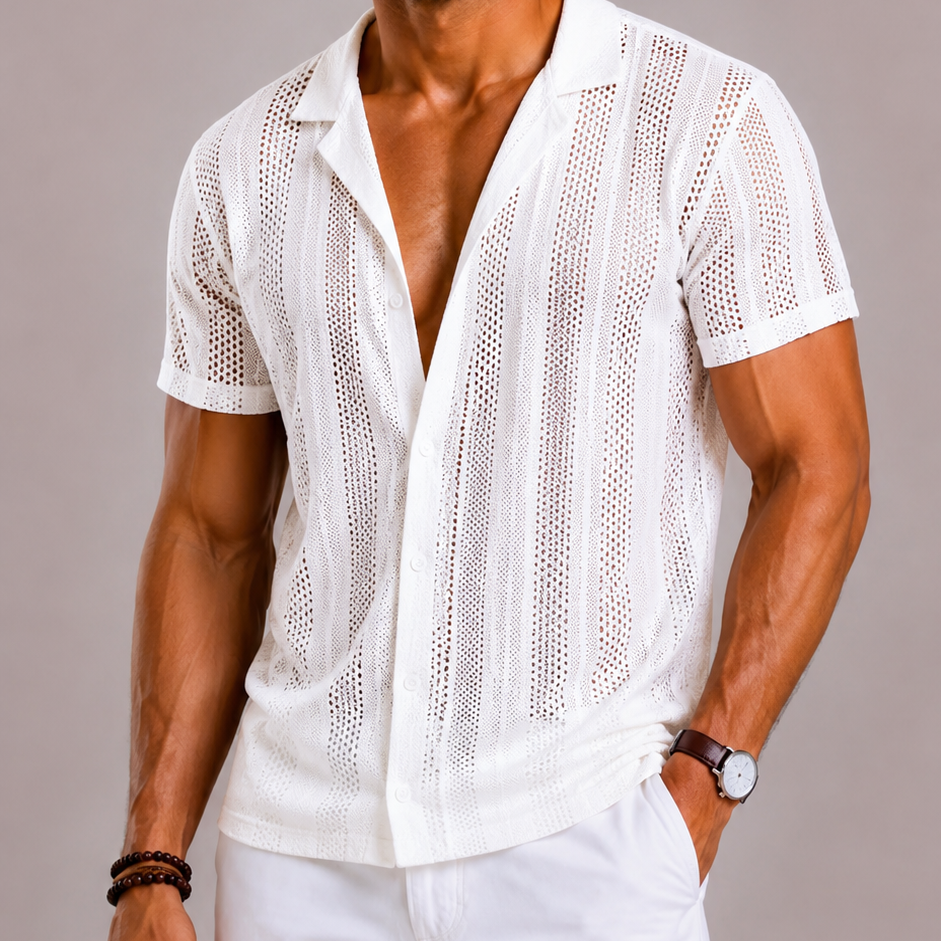 Harrington Oxford | Mesh Knitted Sheer Shirt For Men