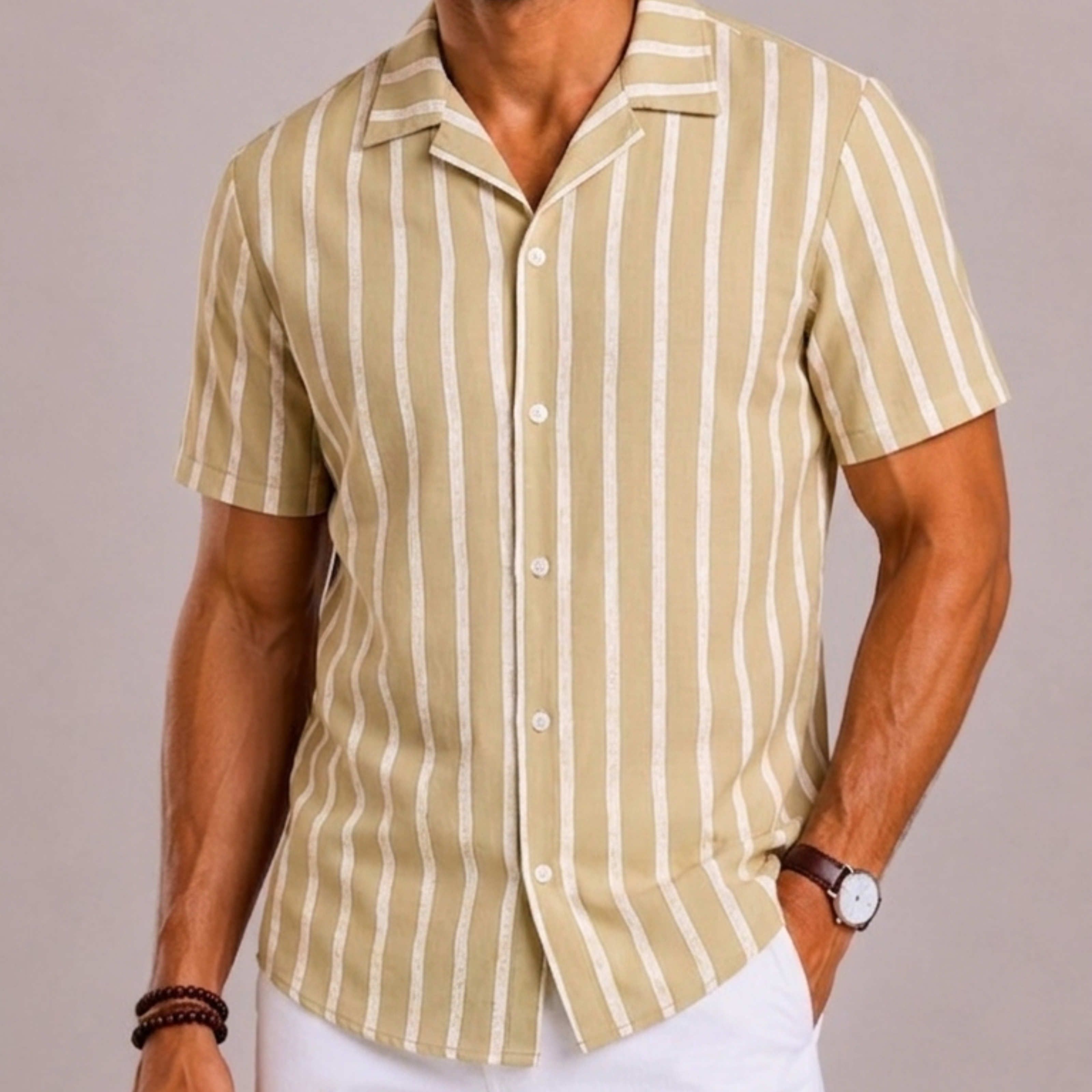 Harrington Oxford | Striped Short-Sleeve Shirt For Men