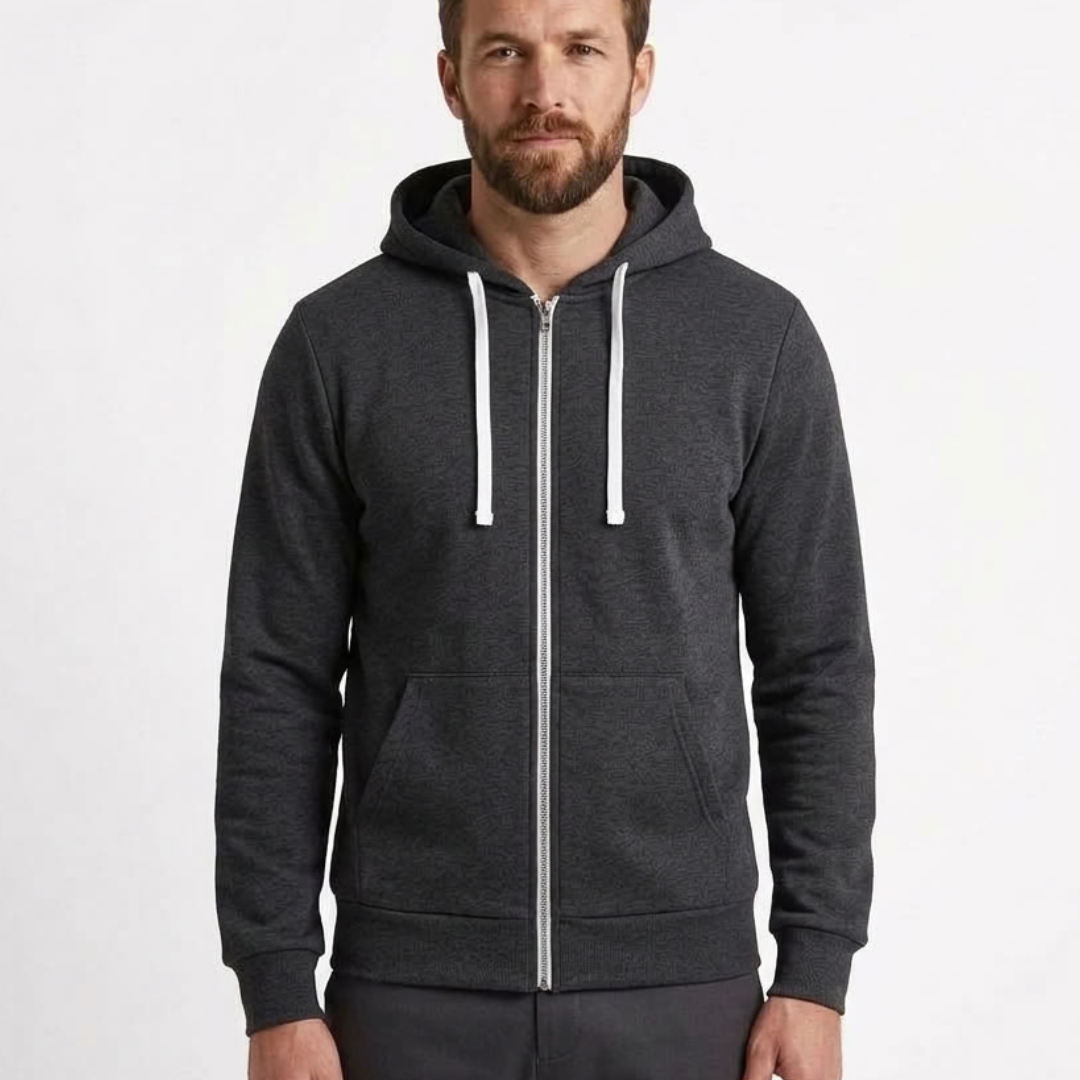 Windproof Zip-Up Hooded Sweatshirt For Men
