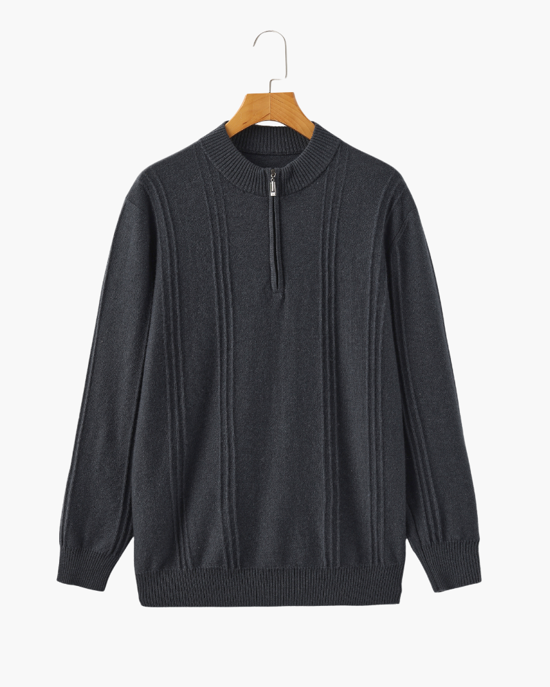Adrian Cashmere Half-Zip Jumper for Men – Luxurious Knitwear Essential Dark Gray