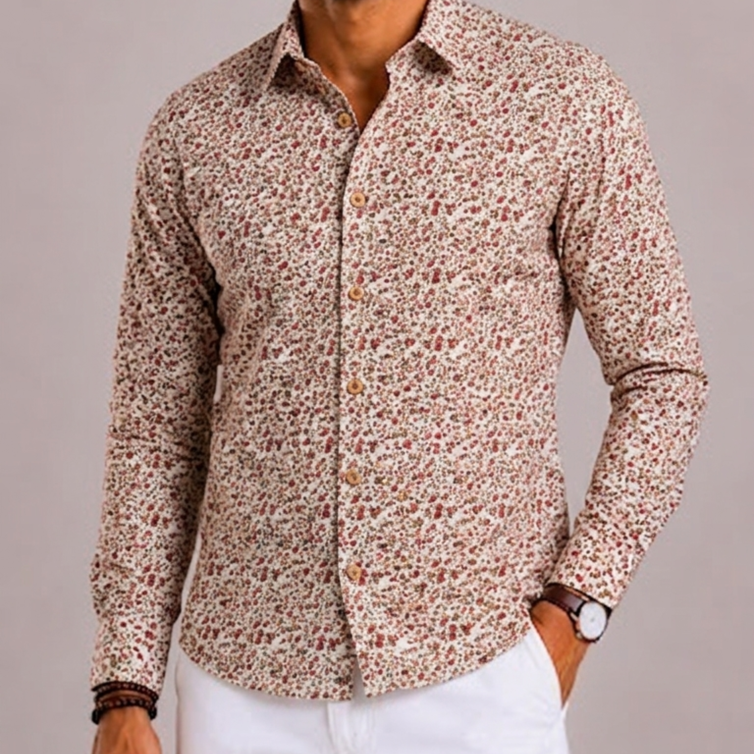 Harrington Oxford | Floral Long Sleeve Shirt For Men