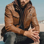 Harrington Oxford | Men’s Hooded Leather Winter Jacket Harrington Oxford