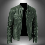 Harrington Oxford | Men’s Leather Biker Jacket – Zip-Up with Stand Collar and Pockets Harrington Oxford