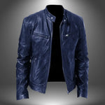 Harrington Oxford | Men’s Leather Biker Jacket – Zip-Up with Stand Collar and Pockets Harrington Oxford