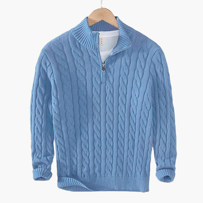 HARRINGTON OXFORD | CABLE HALF ZIP SWEATER FOR MEN