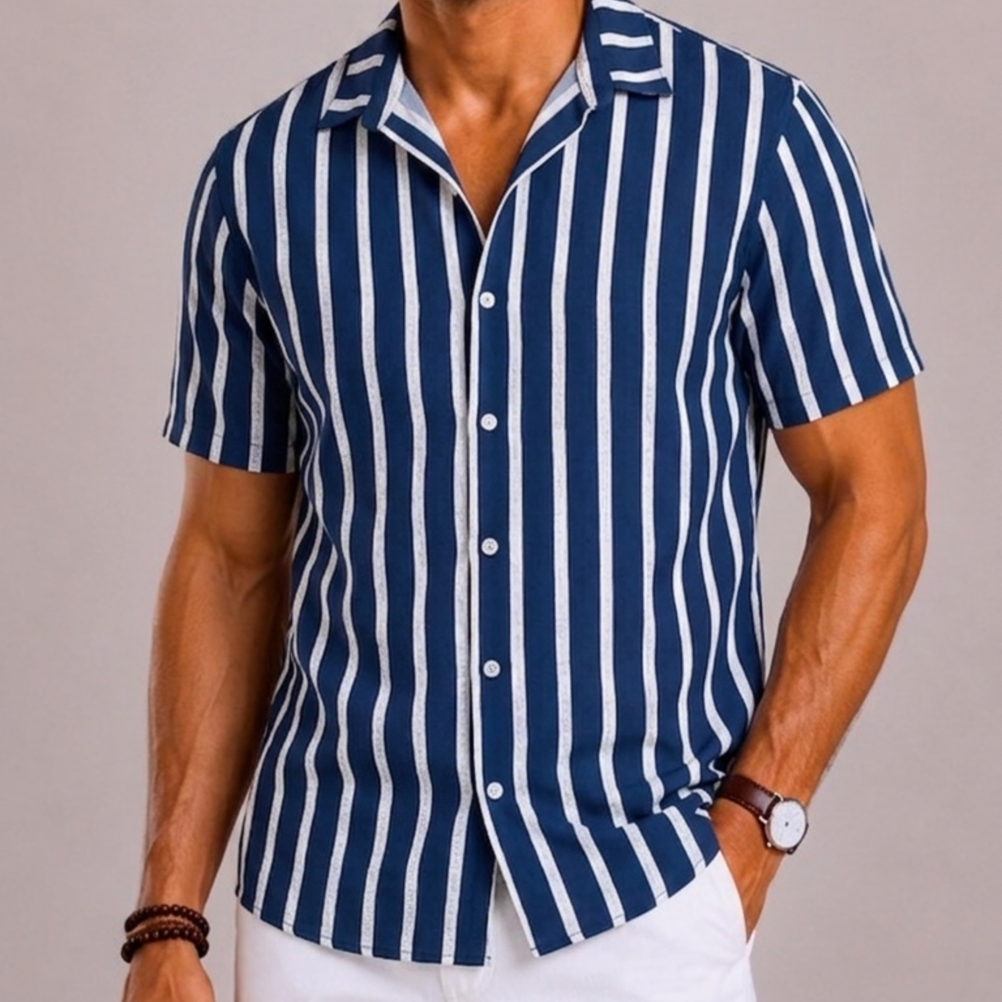 Harrington Oxford | Striped Short-Sleeve Shirt For Men