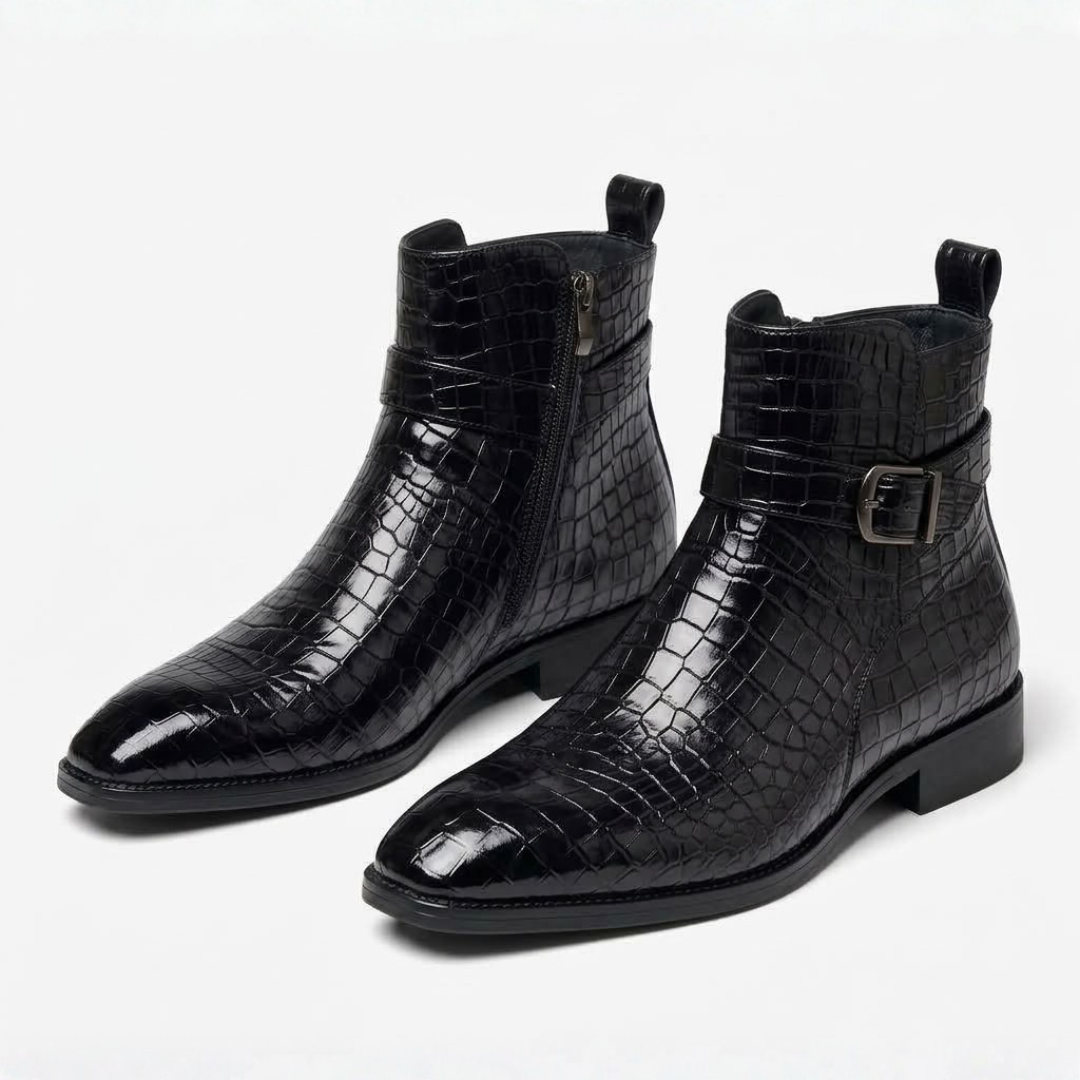 Textured Side-Zip Mid-Top Boots For Men
