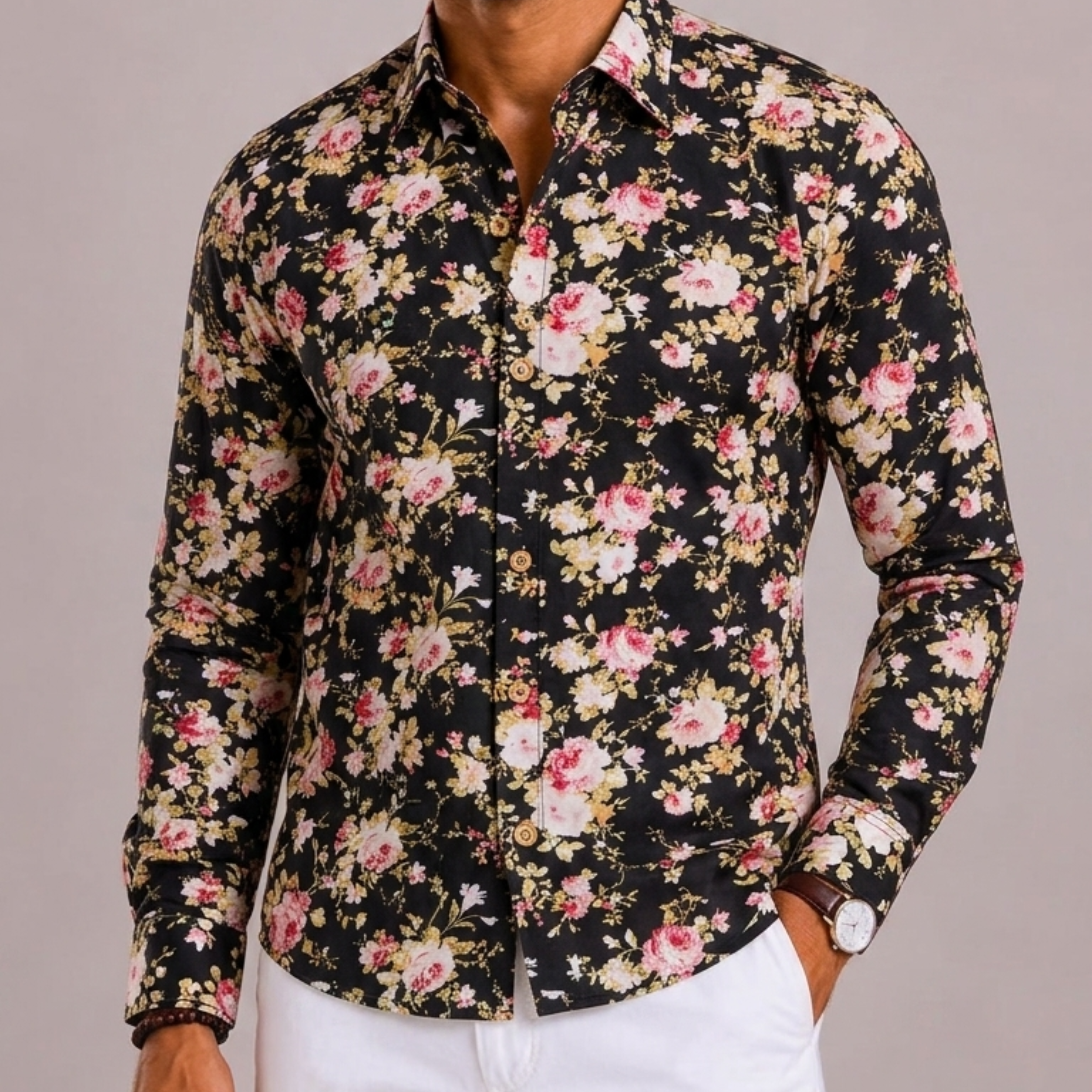 Harrington Oxford | Floral Long Sleeve Shirt For Men