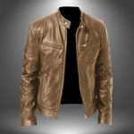 Harrington Oxford | Men’s Leather Biker Jacket – Zip-Up with Stand Collar and Pockets Harrington Oxford