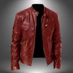 Harrington Oxford | Men’s Leather Biker Jacket – Zip-Up with Stand Collar and Pockets Harrington Oxford
