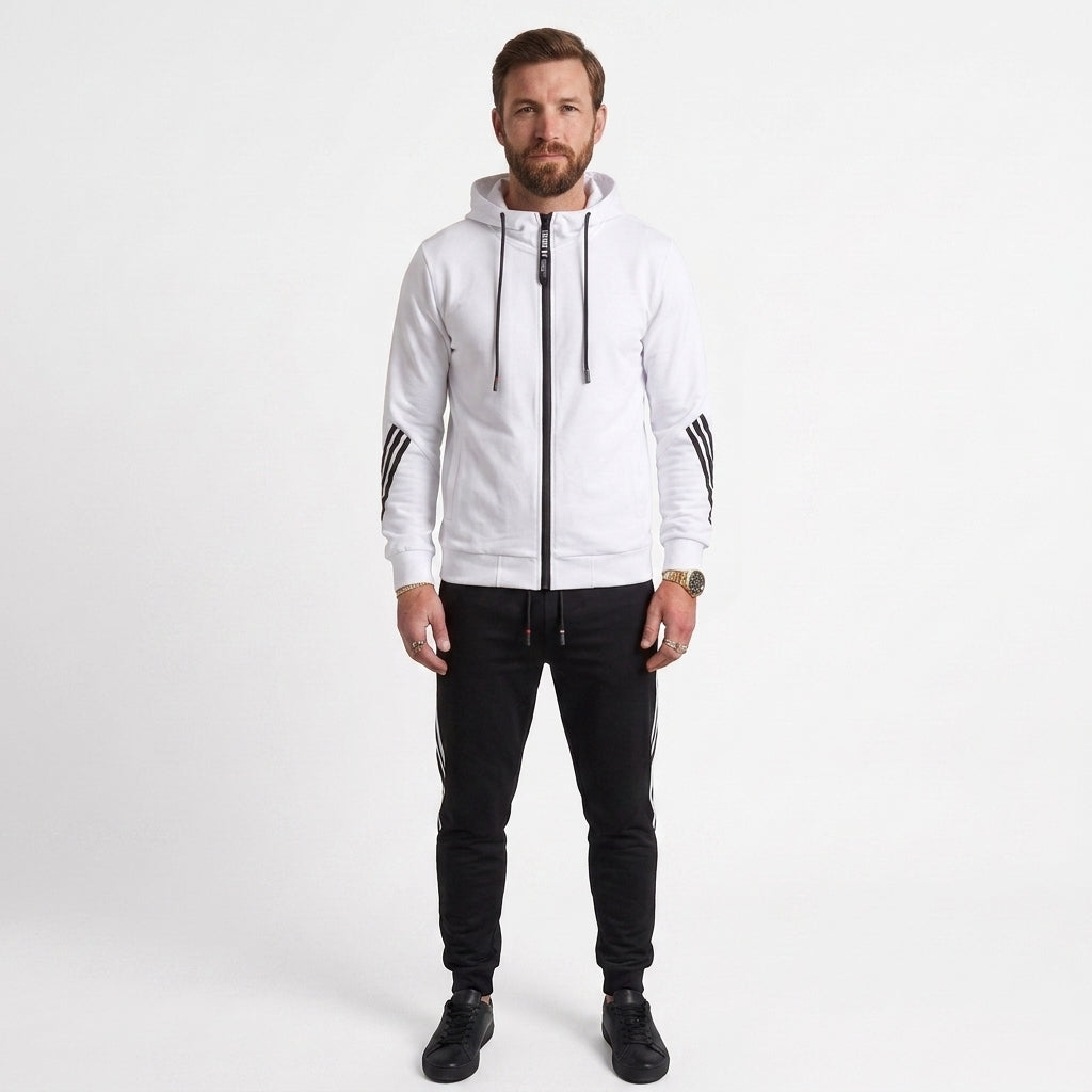 Cotton Blend Zip Tracksuit Set For Men