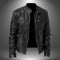 Harrington Oxford | Men’s Leather Biker Jacket – Zip-Up with Stand Collar and Pockets Harrington Oxford