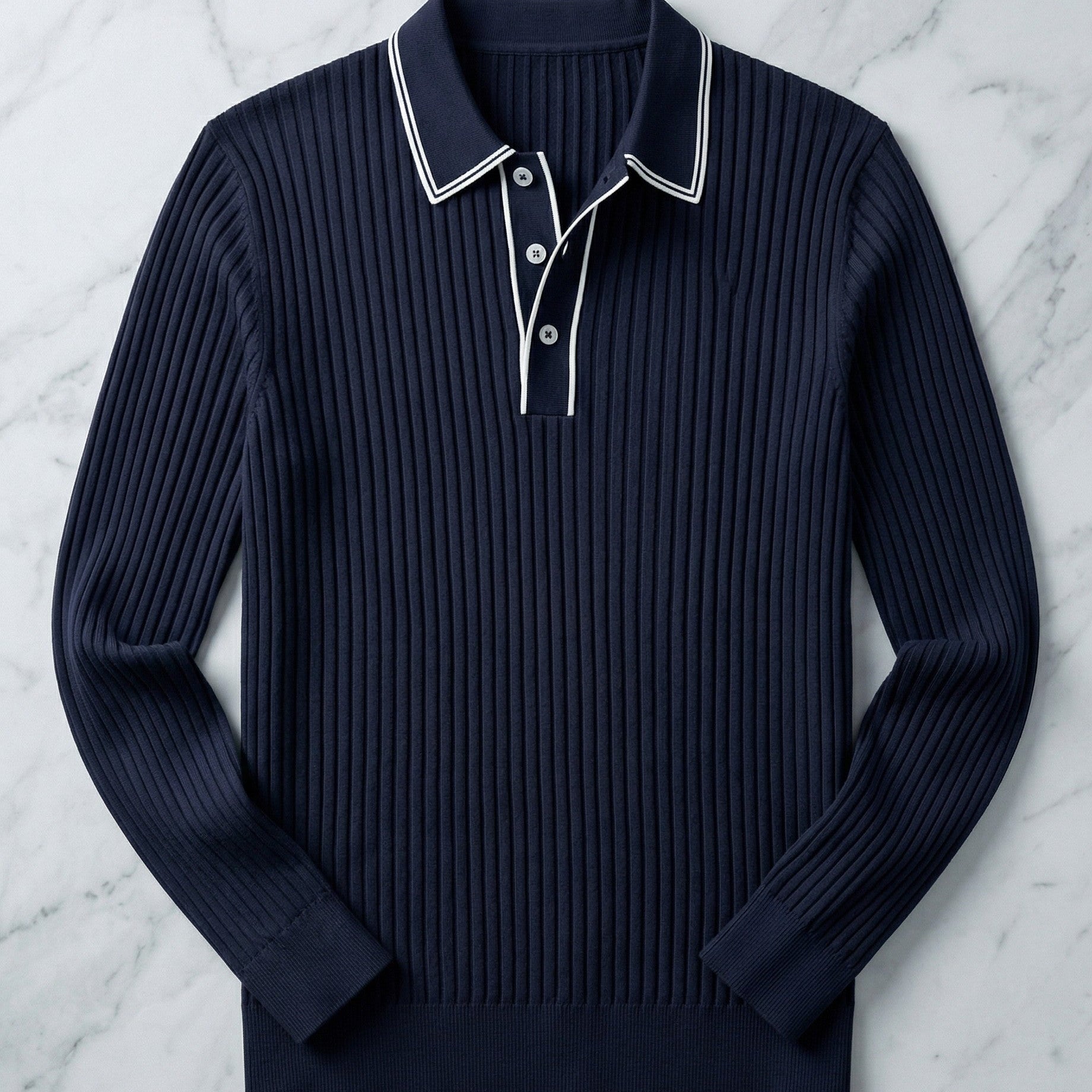 Harrington Oxford | Ribbed Knitted Polo Shirt For Men