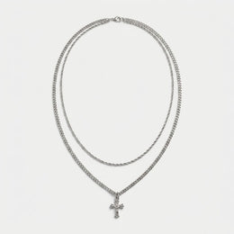 15mm Double Layer Crucifix Necklace For Men