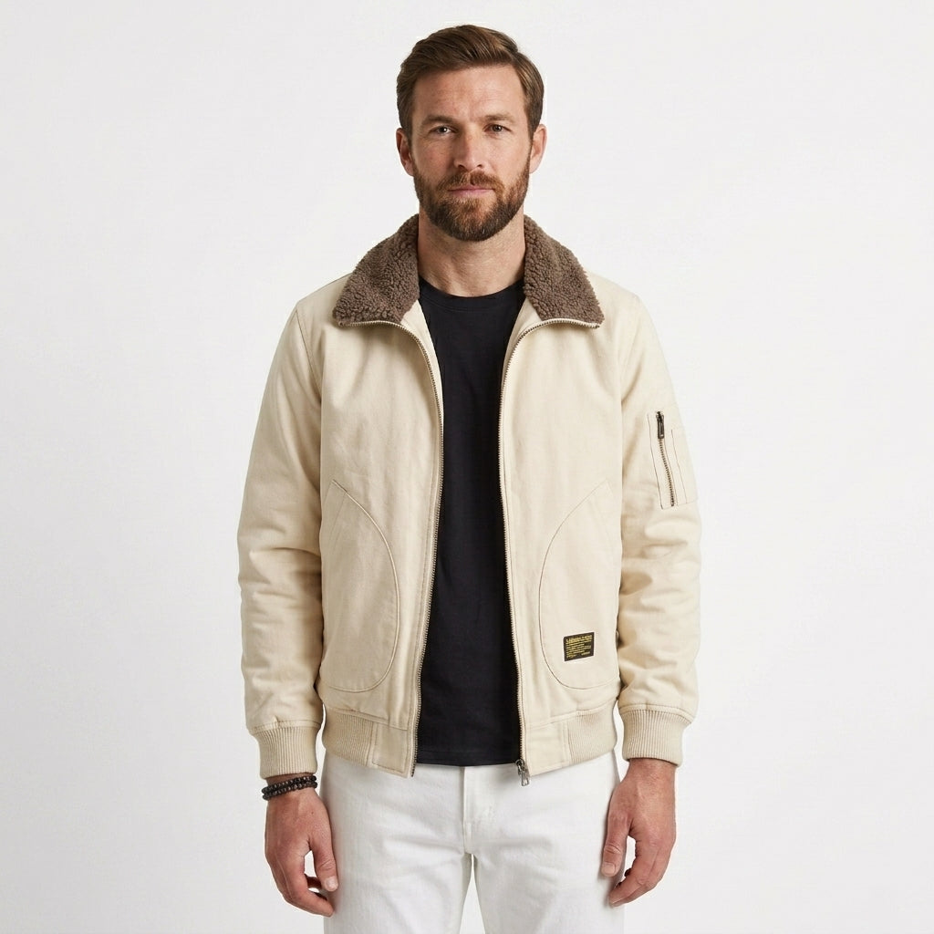 Sherpa Lined Aviator Jacket For Men