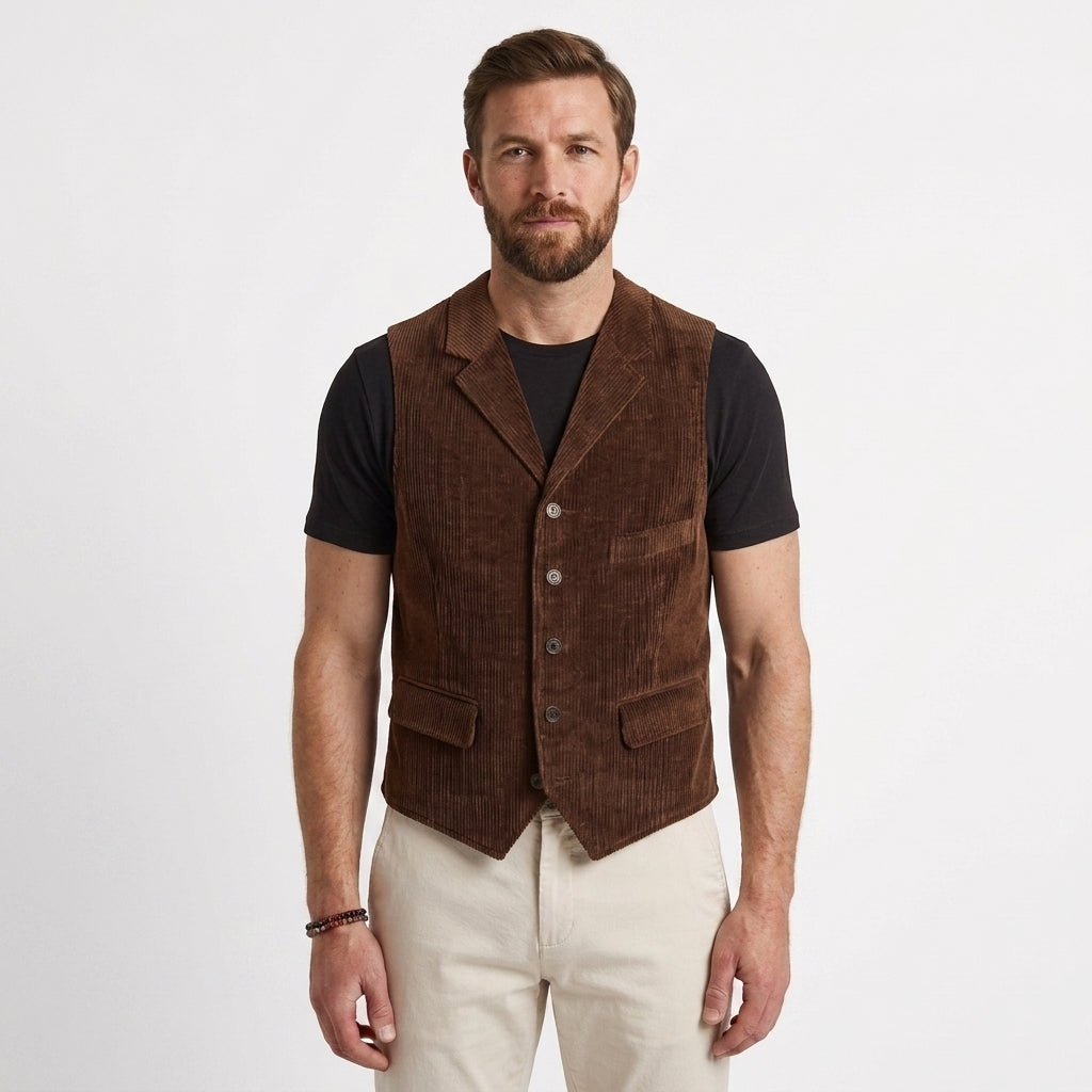 Wide-Wale Corduroy Vest For Men