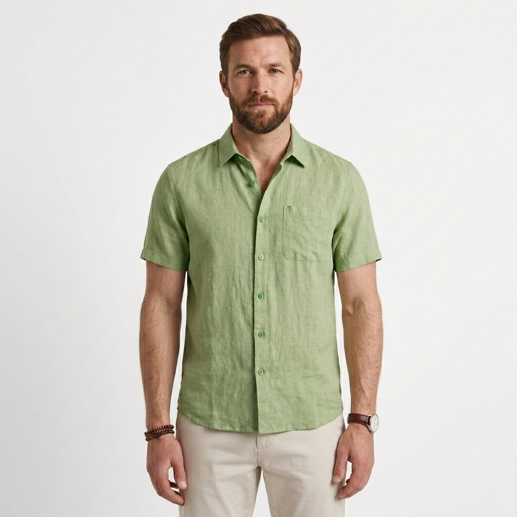 Linen Short Sleeve Shirt For Men
