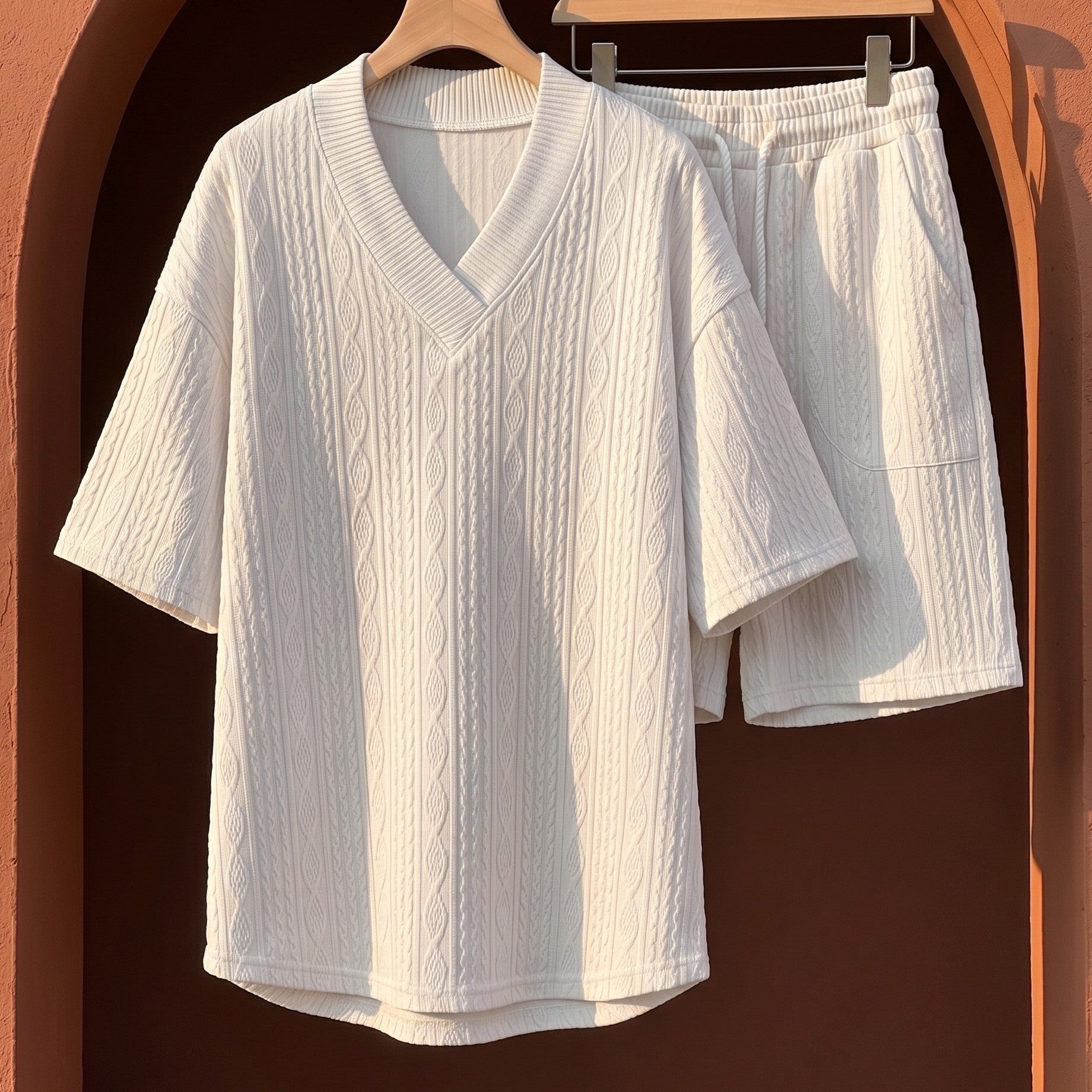 Harrington Oxford | Knitted Shirt And Shorts Set For Men