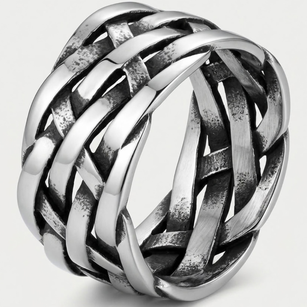 Vintage Woven Viking Symbol Ring For Men
