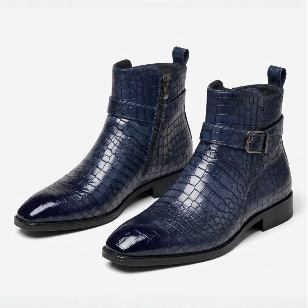 Textured Side-Zip Mid-Top Boots For Men