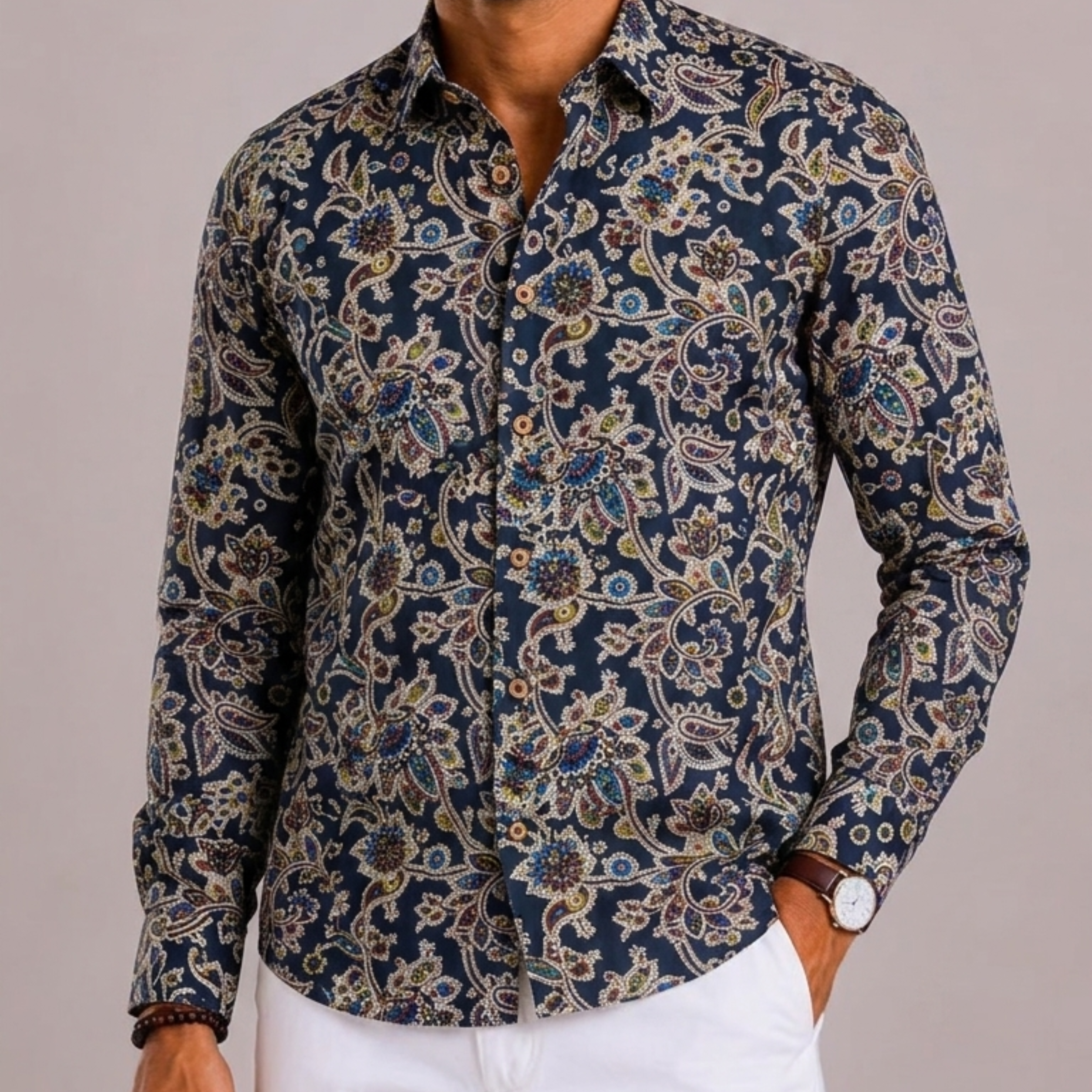 Harrington Oxford | Floral Long Sleeve Shirt For Men